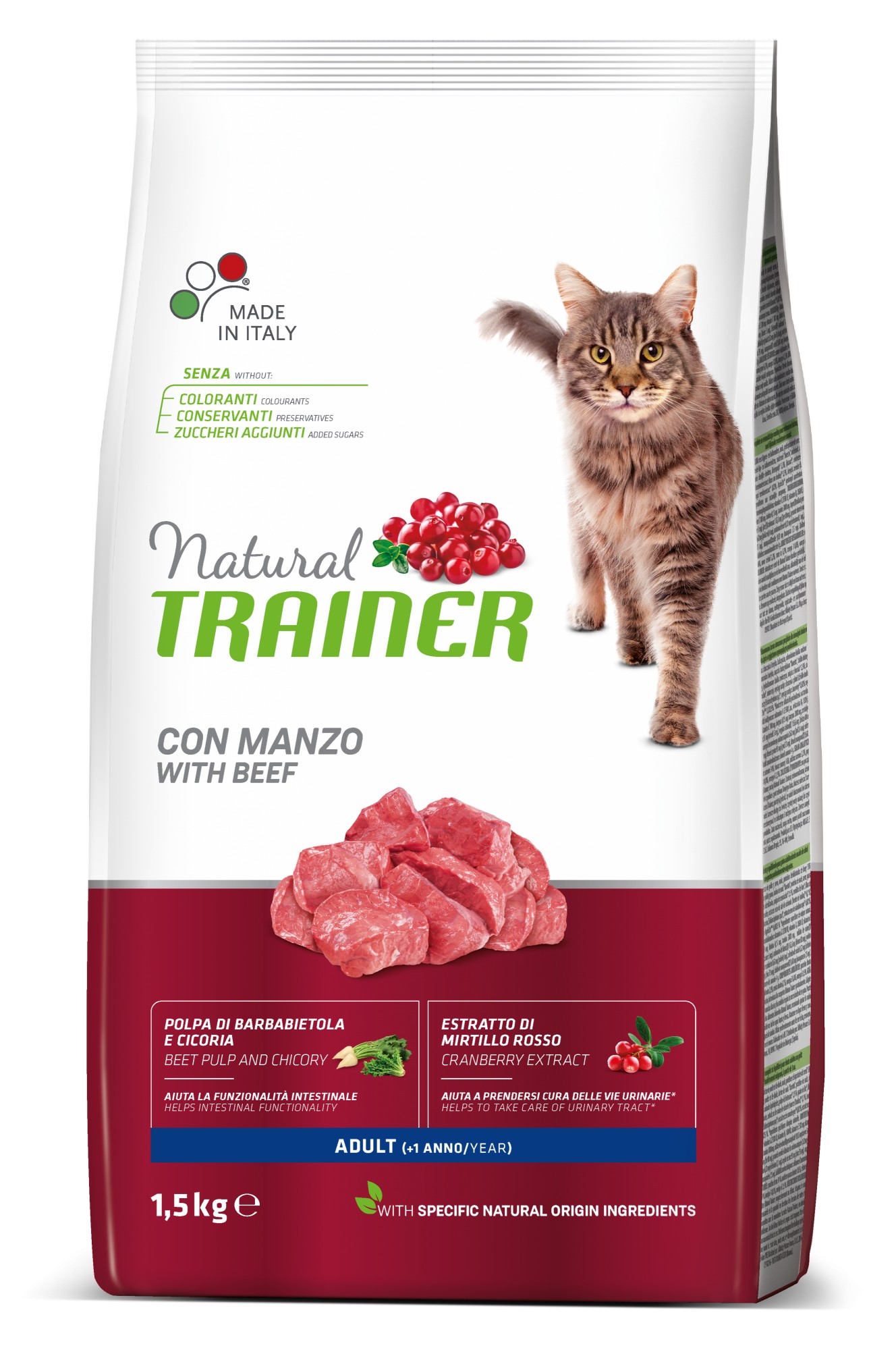 

Сухий корм для кішок Trainer Natural Super Premium Adult with Beef 1.5 кг з яловичиною