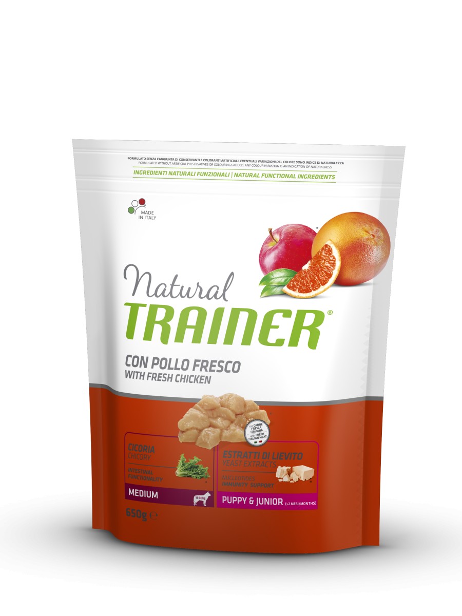 

Сухой корм для собак Trainer Natural Super Premium Puppy&Junior Medium 650 г полноценный рацион для щенков средних пород возрастом до 15 месяцев