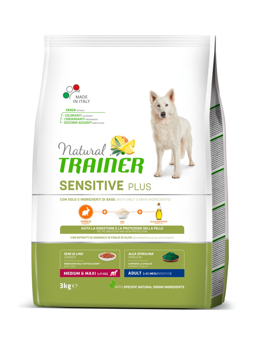 

Сухий корм для собак Natural Trainer Dog Sensitive Plus Adult MM With Rabbit 3 кг монопротеїновий корм для дорослих собак середніх та великих порід з смаком кроліка