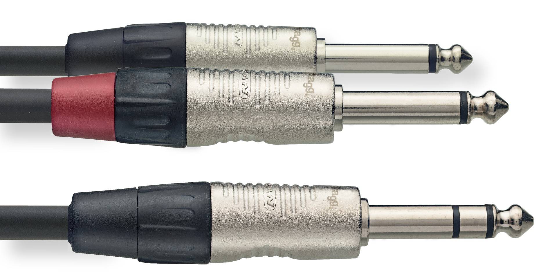 

Кабель коммутационный Jack 6,3 Stereo - 2xJack 6,3 Mono 1 м Stagg NYC1/PS2PR