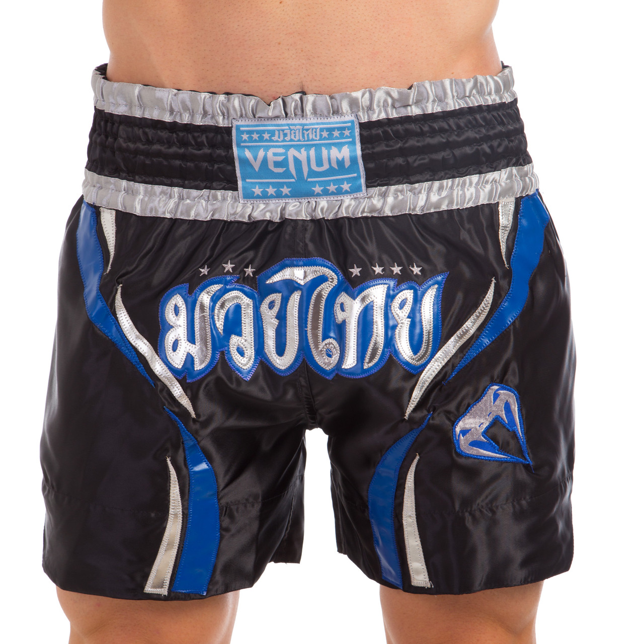 

Шорты для тайского бокса и кикбоксинга Venum Chaiya Heroe 0216 размер M (46-48) Black-Silver-Blue