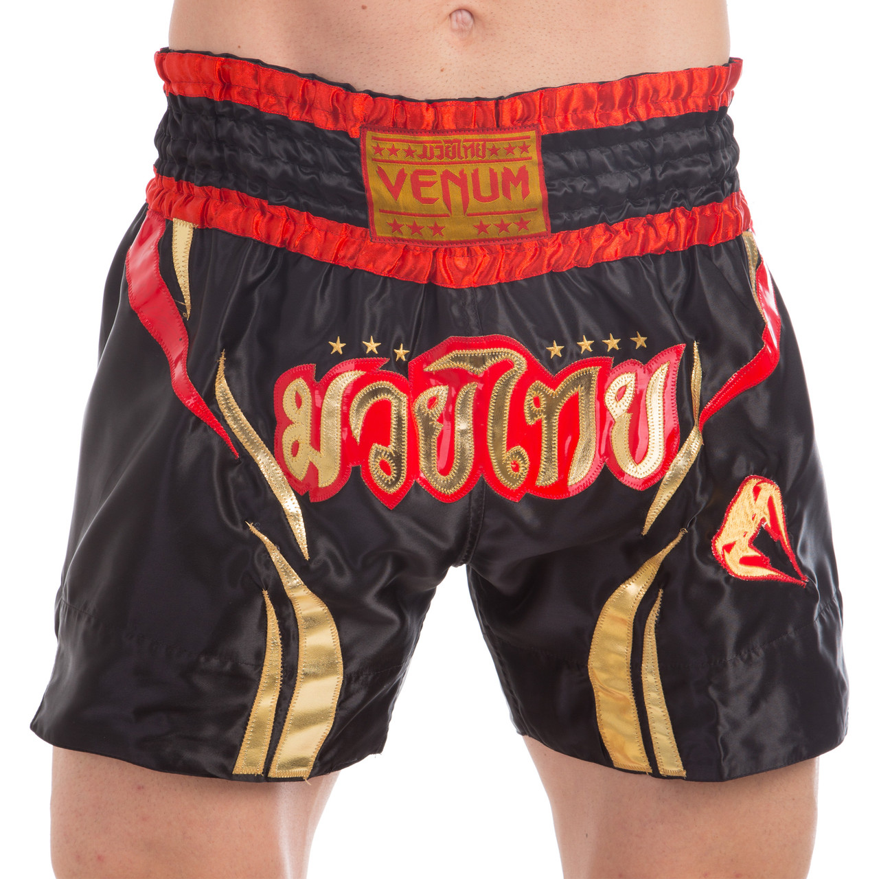 

Шорты для тайского бокса и кикбоксинга Venum Chaiya Heroe 0218 размер M (46-48) Black-Gold-Red