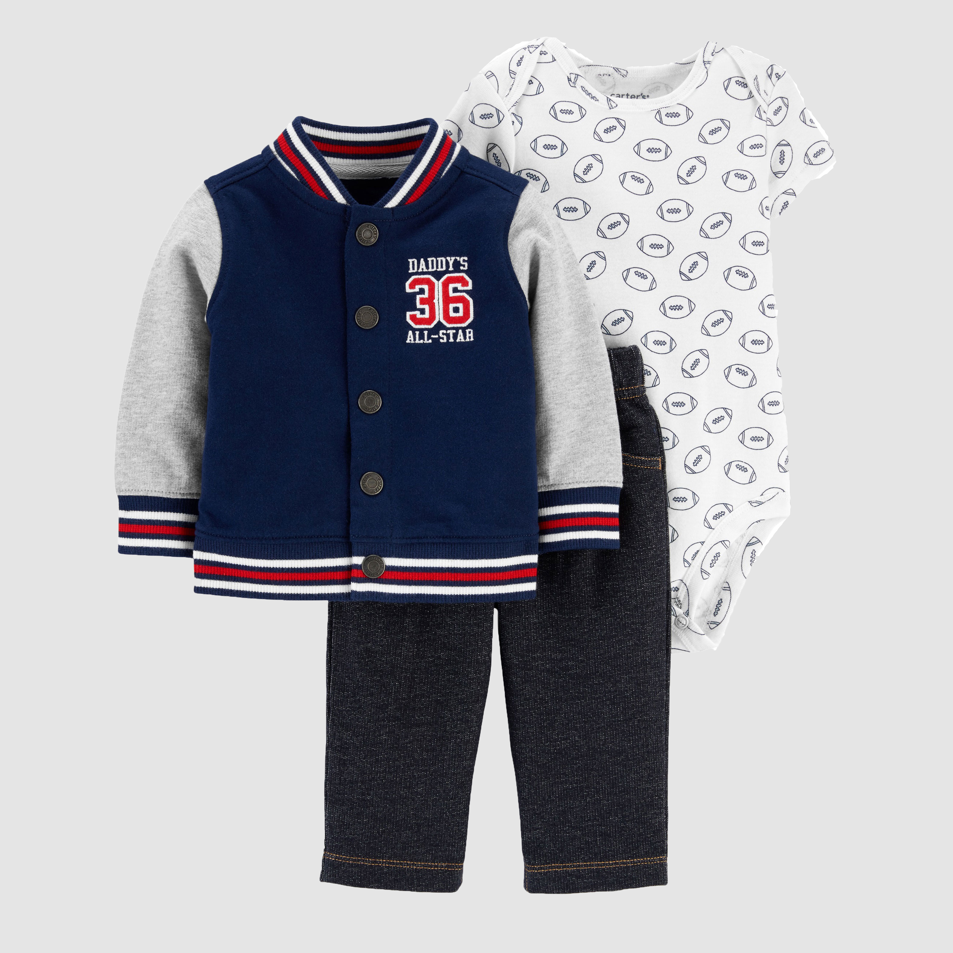 

Комплект (бомбер + боди + брюки) Carters 1H291910 81-86 см Мультиколор