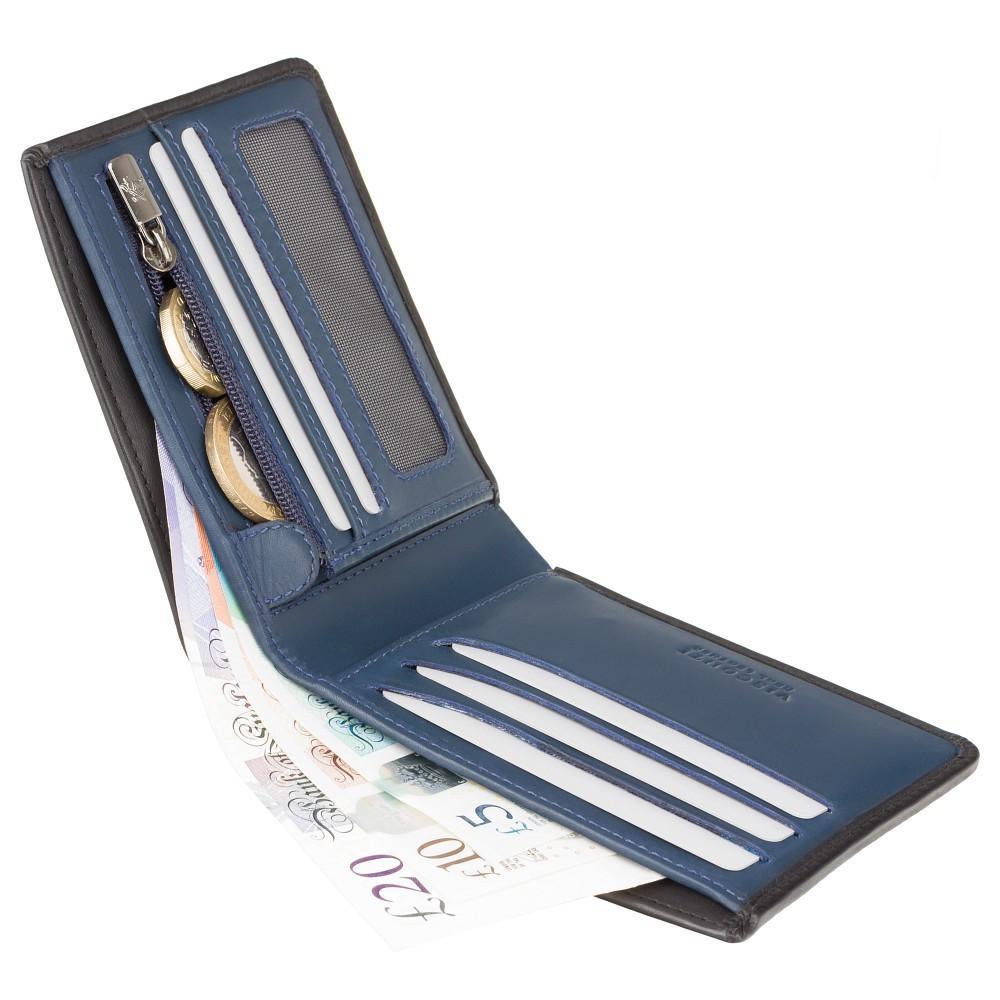 

Компактный черно-синий мужской кошелек Visconti VSL33 Tap'n'Go (Black/Steel Blue)