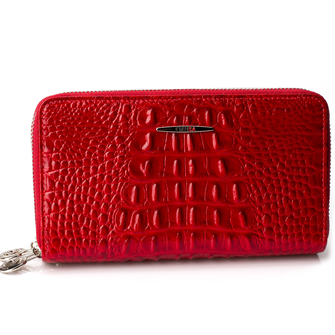 

Женский кошелек клатч Eminsa 2095-15-5 кожаный красный на две молнии