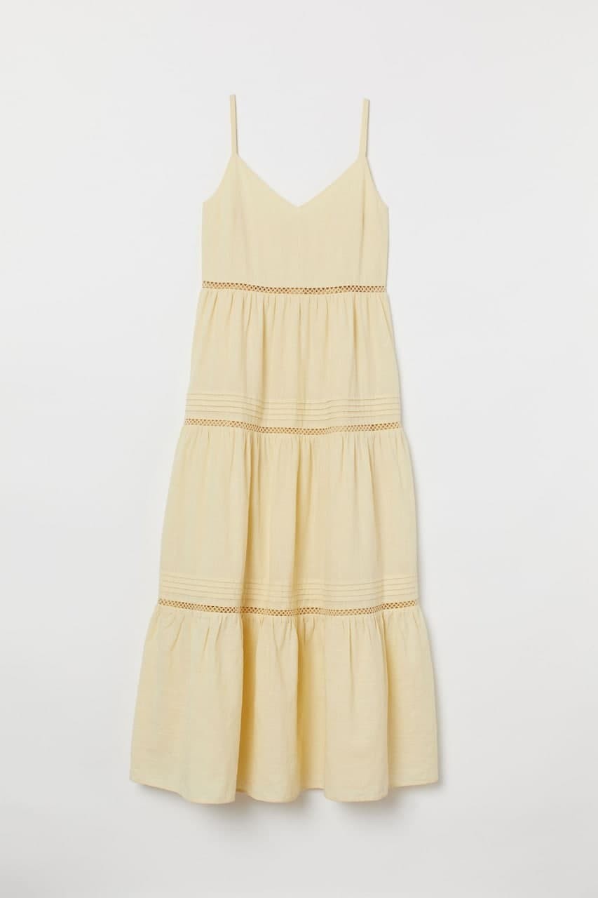 

Хлопковое платье H&M однотонное  Бледно-желтое, Хлопковое платье H&M однотонное 36 Бледно-желтое