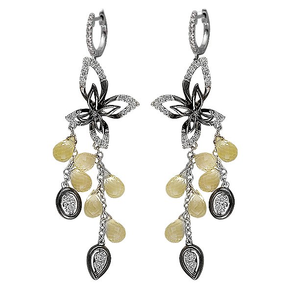 

Серьги из белого золота с бриллиантами и кварцем 012915