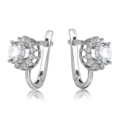 

Серьги из белого золота с куб. циркониями и Swarovski Zirconia 310567