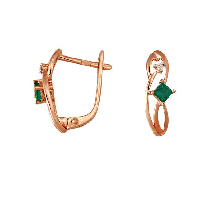 

Серьги из красного золота с бриллиантами и изумрудами 030139