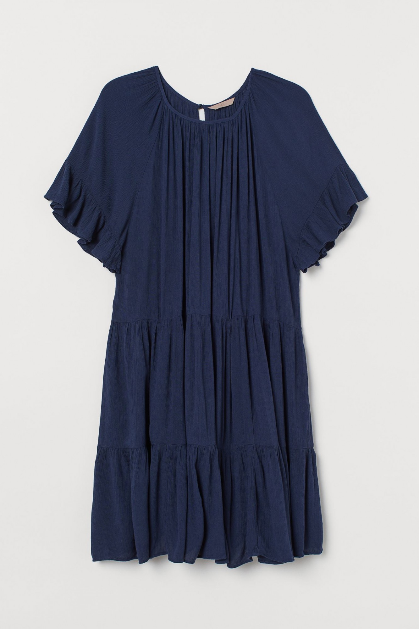 

Платье из жатой ткани H&M Однотонное  Темно-синее, Платье из жатой ткани H&M Однотонное XL Темно-синее