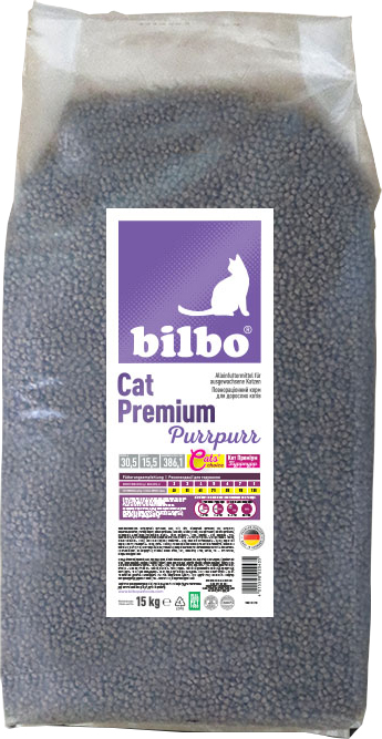 

Полнорационный сухой корм для взрослых кошек Bilbo Cat Premium Purrpurr 15 кг