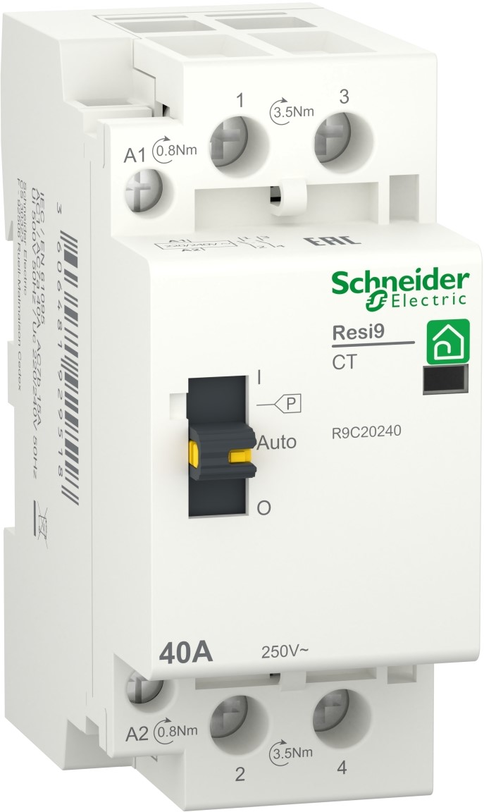 

Контактор Schneider Electric RESI9 40 A, 1P+N, 2NO ~ 230 В / 50 Гц