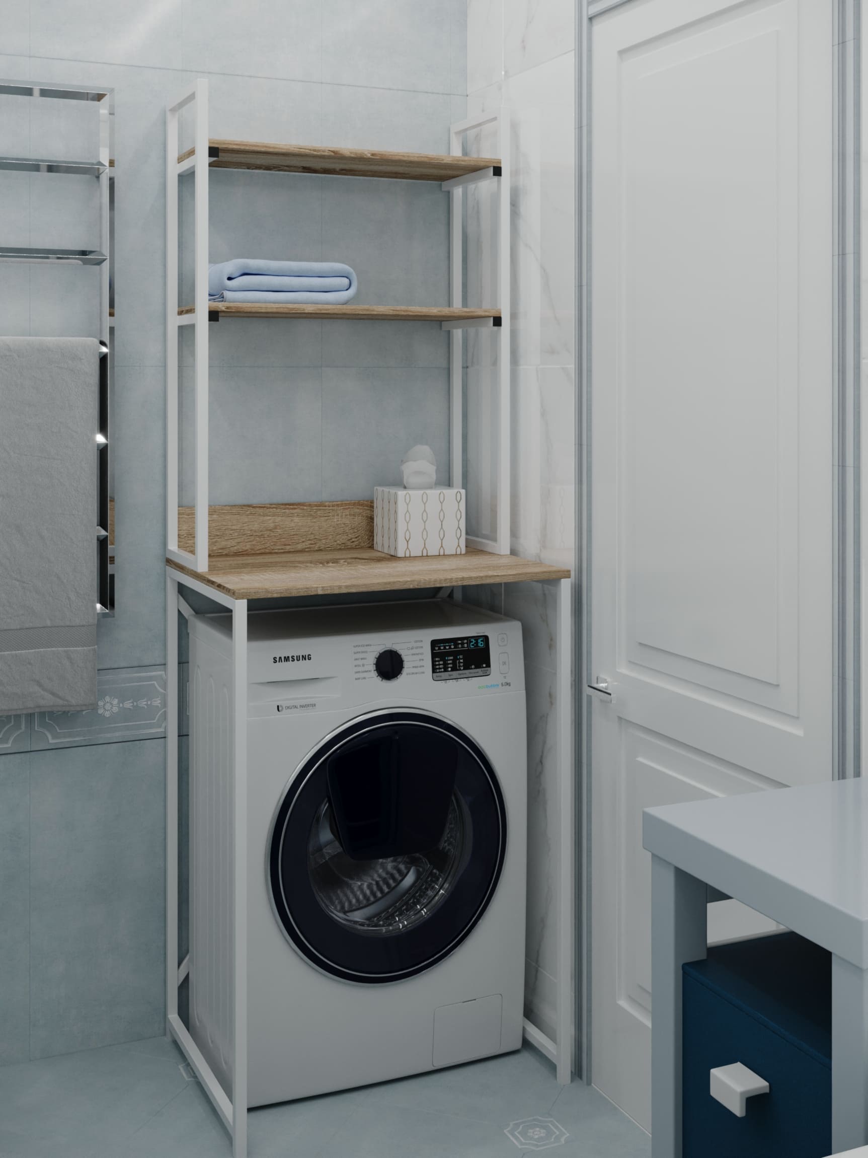 

Тумба под стиральную машину с полками Loft белый Rimos 650х1880х500 мм Дуб Сонома (Z-50_B_D)