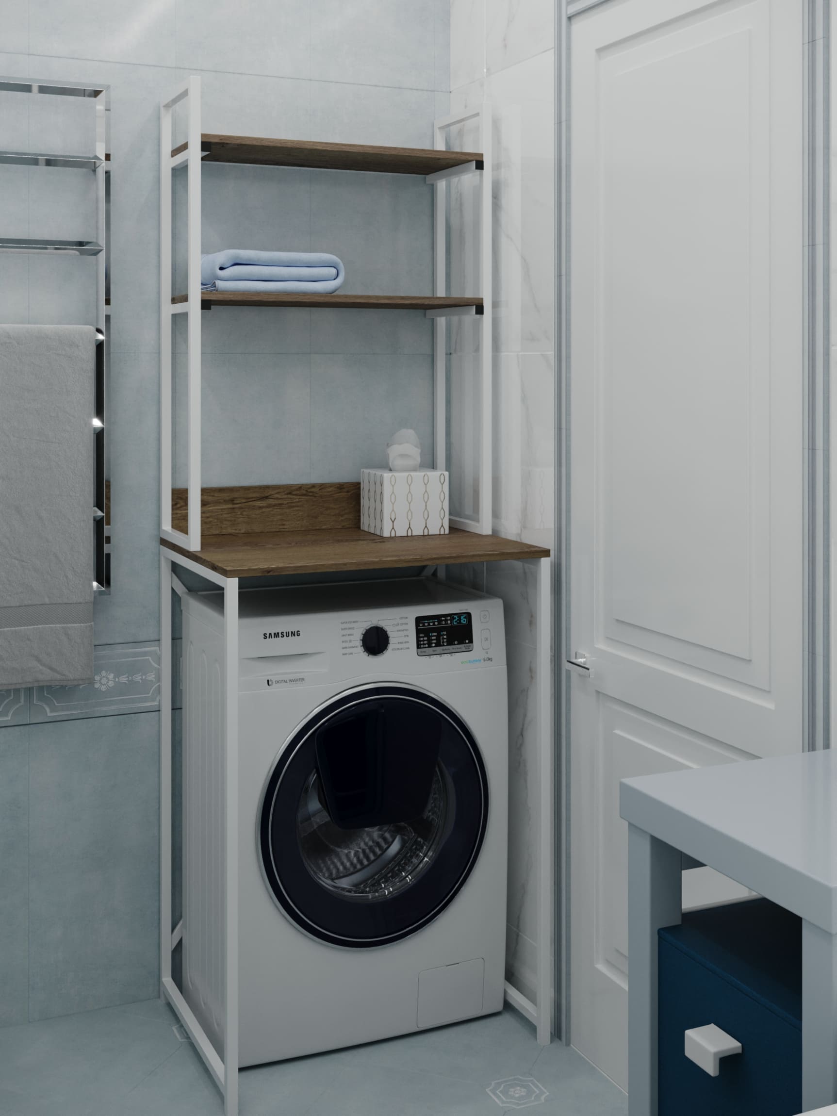 

Тумба под стиральную машину с полками Loft белый Rimos 650х1880х500 мм Аликанте (Z-50_B_Al)