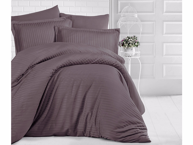 

Постельный комплект Clasy Stripe Satin brown 200x220 Коричневый