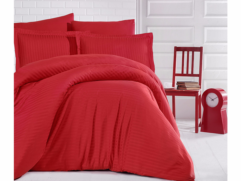 

Постельный комплект Clasy Stripe Satin Red 200x220 Красный