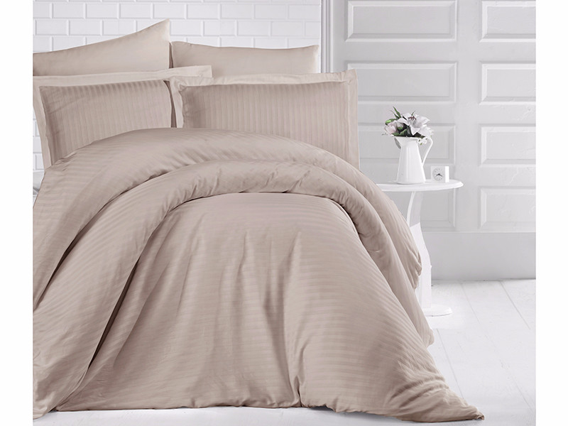 

Постельный комплект Clasy Stripe Satin cappuccino 200x220 Капучино