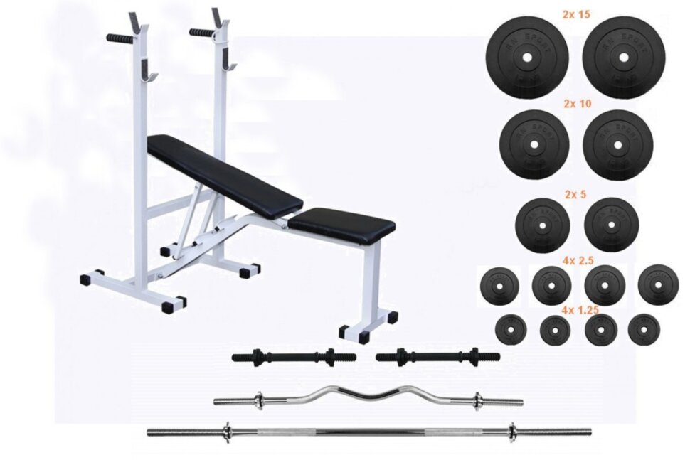 

Скамья для жима Top + 4 грифа + 75 кг блинов RN-Sport