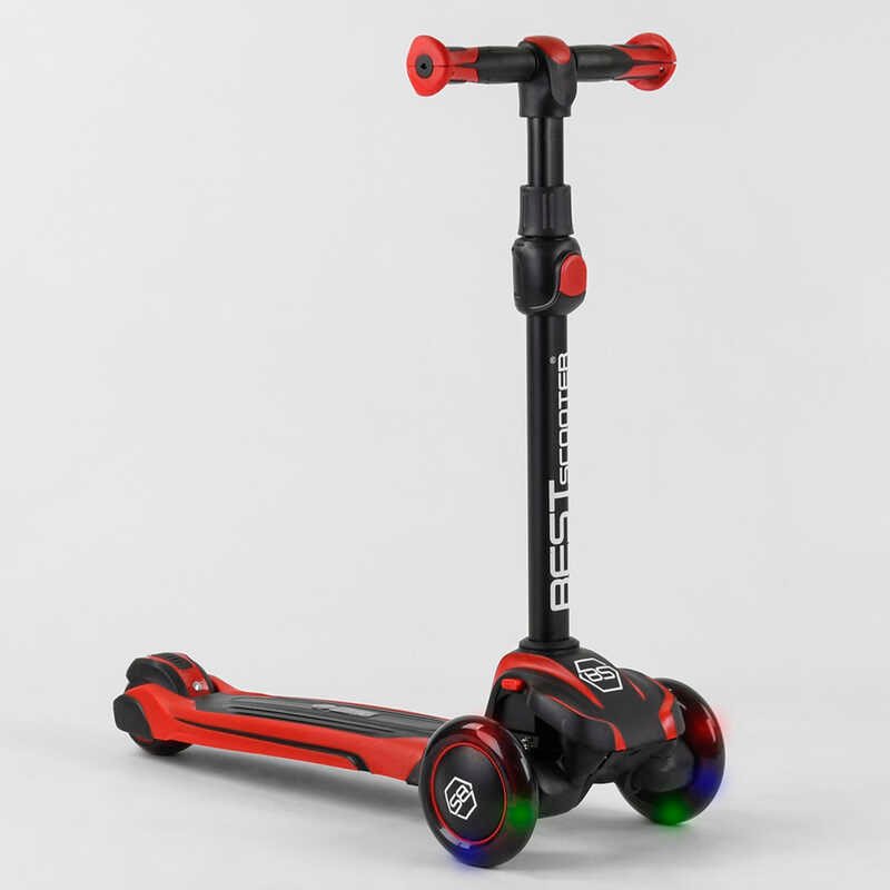 

Самокат трехколесный Best Scooter MX-40901 красный, maxi алюминиевый руль, 3 колеса PU со подсветкаом, d=12 см