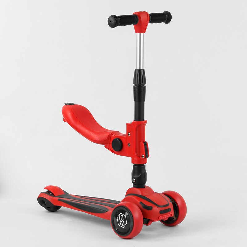 

Самокат трехколесный с сидением ST-18003 Best Scooter, красный, maxi, складной алюминиевый руль, 3 колеса PU со подсветкаом, d=12 см