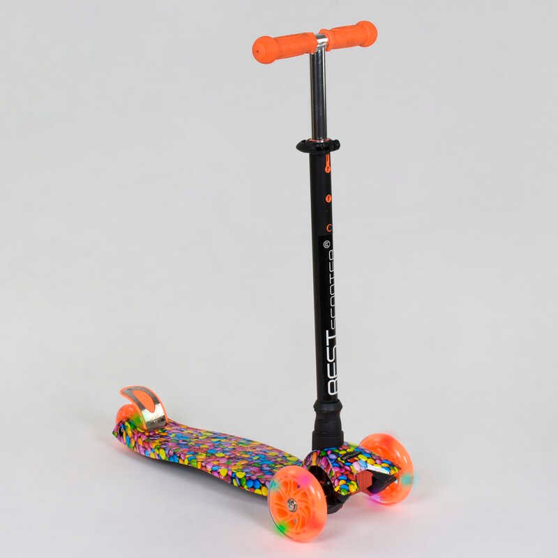 

Самокат А 25461 /779-1316 maxi оранжевый "Best Scooter" пластмассовый, 4 колеса PU, подсветка, трубка руля алюминиевая, d=12см