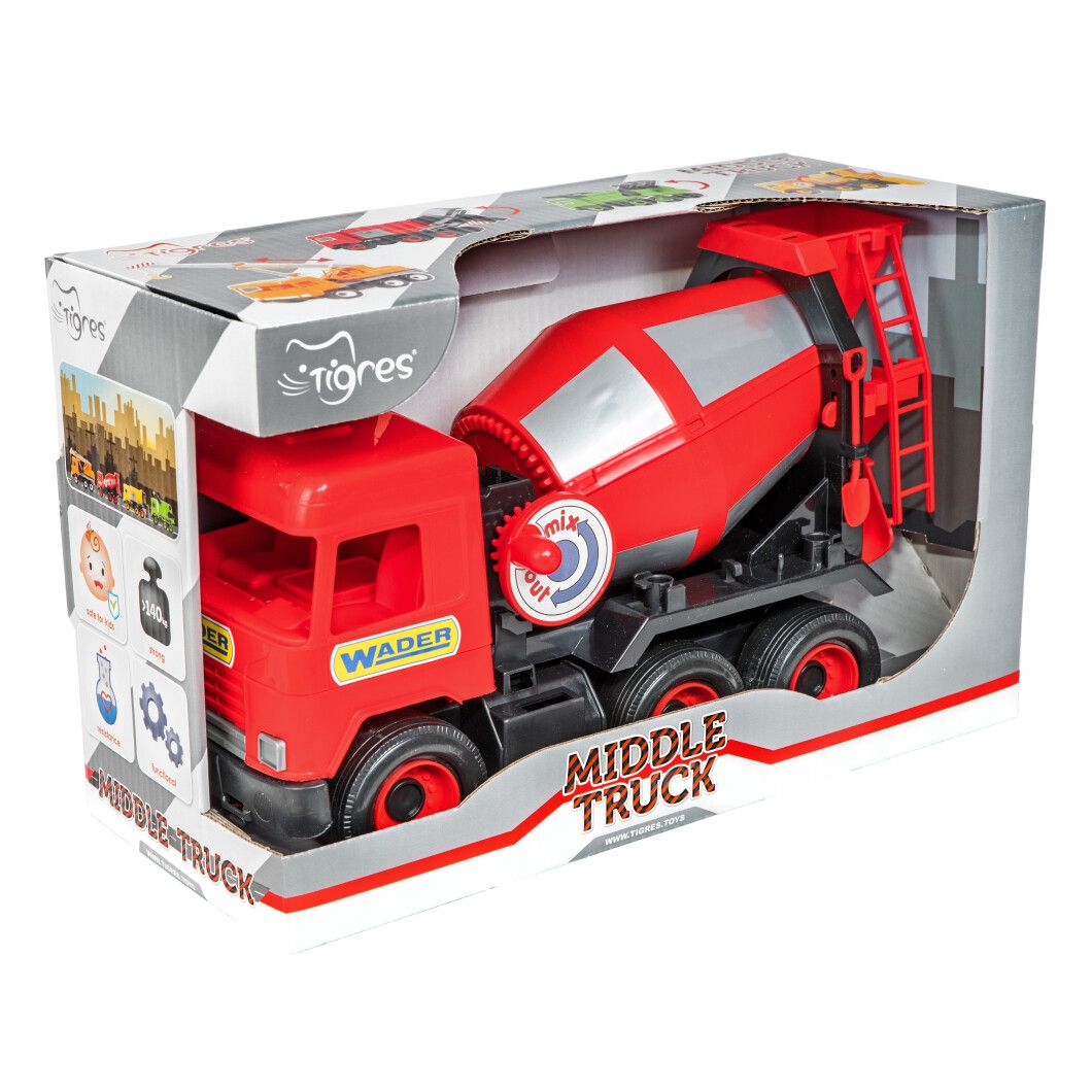 

Машинка игрушечная Бетономешалка Wader Middle Truck красная (39489)