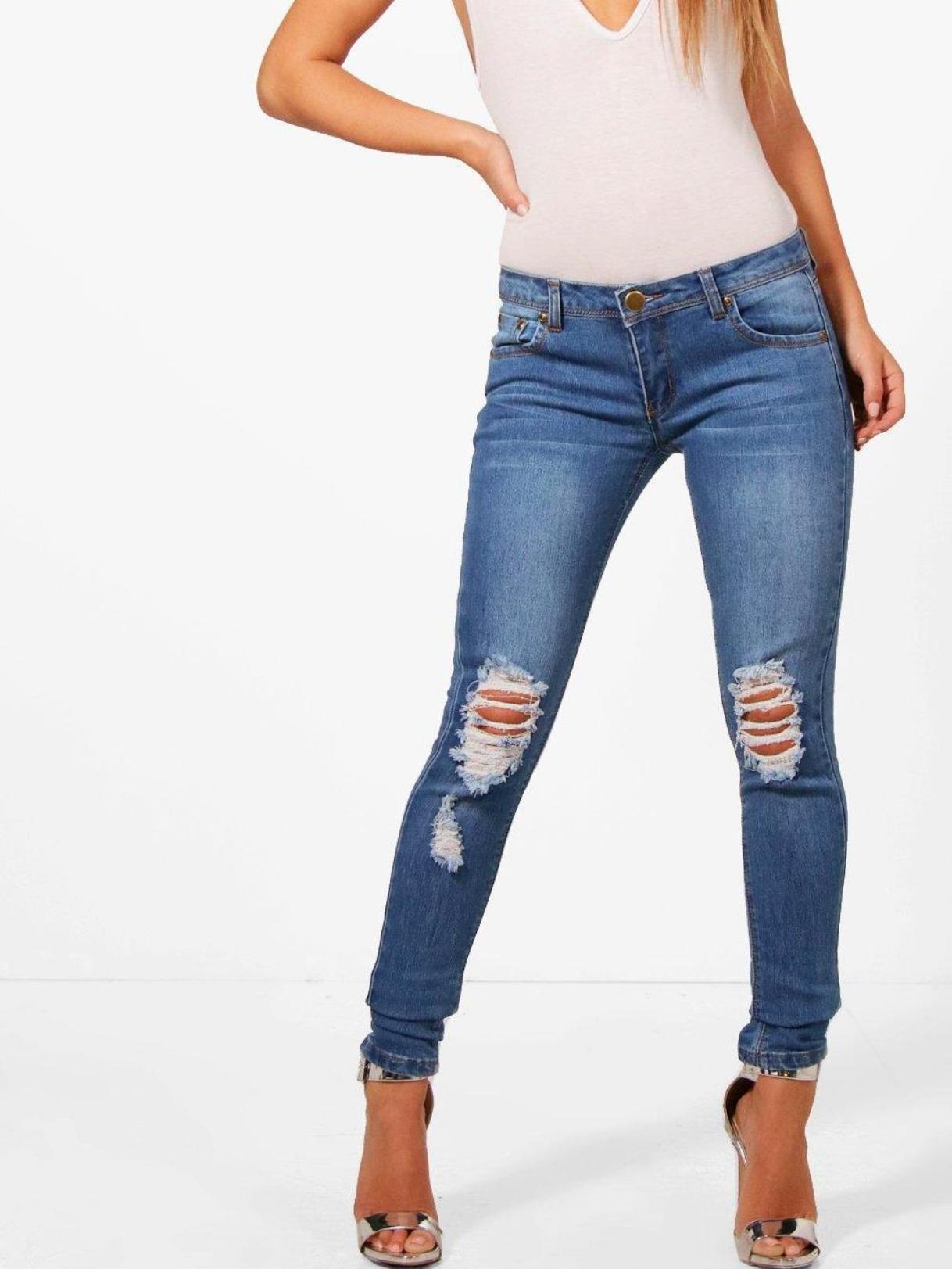 

Рваные джинсы скинни Boohoo EA9842  Синий, Рваные джинсы скинни Boohoo EA9842 L Синий