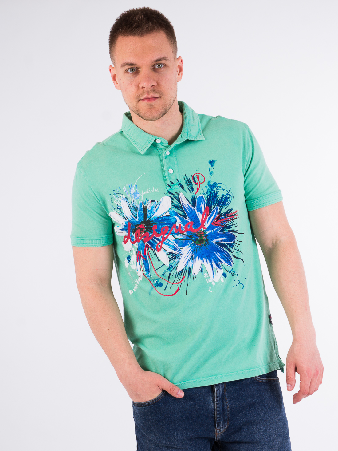 

Поло Desigual 75L17B0  Зеленый, Поло Desigual 75L17B0 XL Зеленый