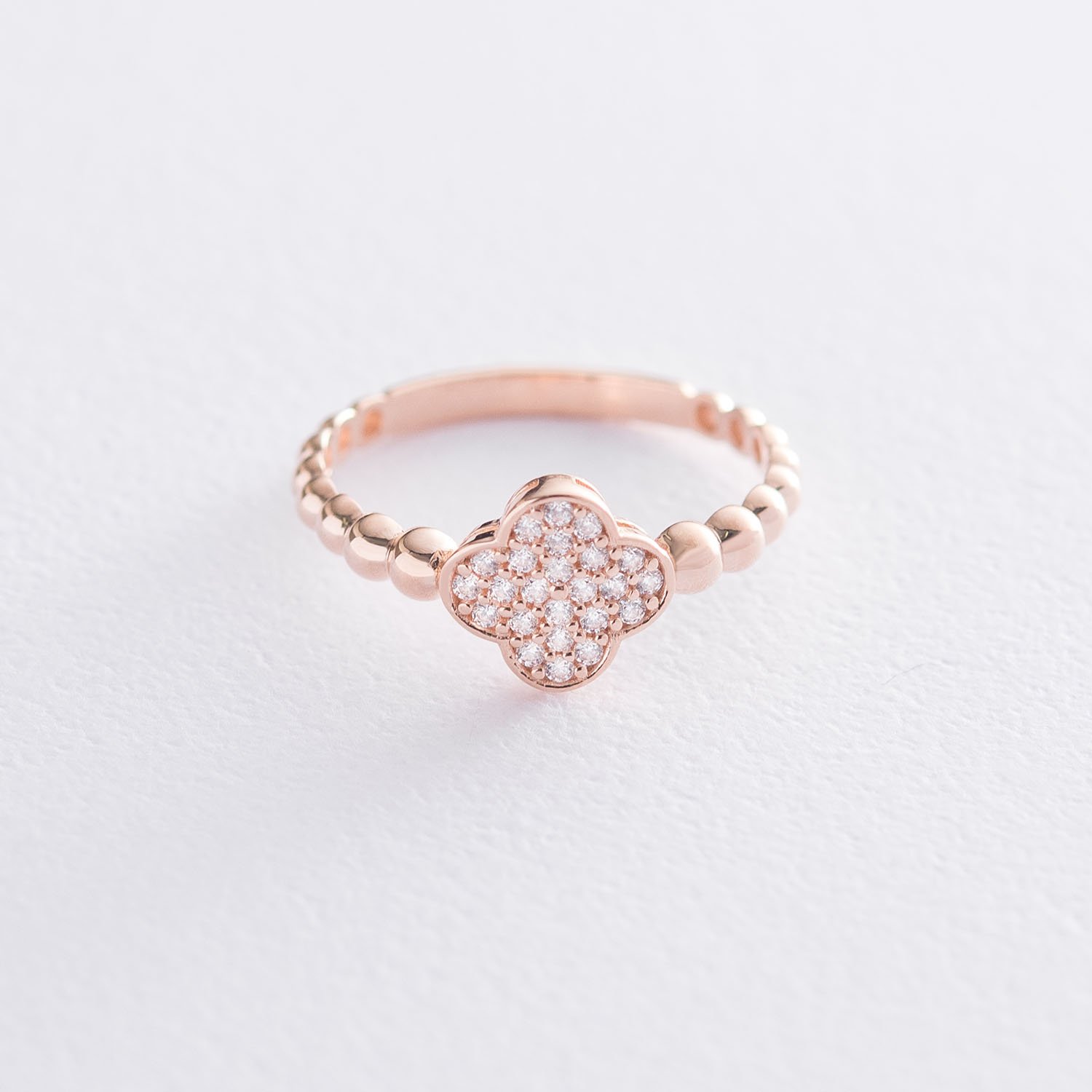 

Золотое кольцо "Клевер" (фианиты) к06519 Оникс 16