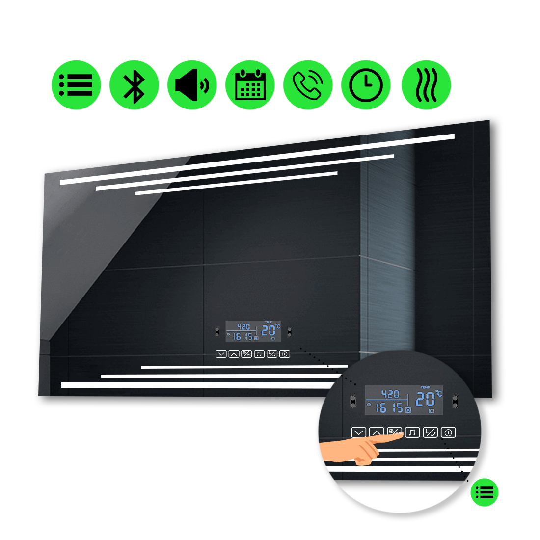 

Зеркало Francisca с Led-подсветкой, с мультиблоком и подогревом 90x60 см