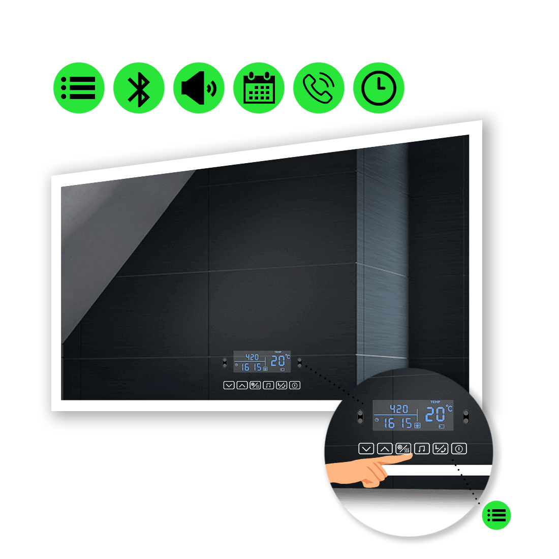 

Зеркало Simphony с Led-подсветкой, и мультиблоком 90x60 см