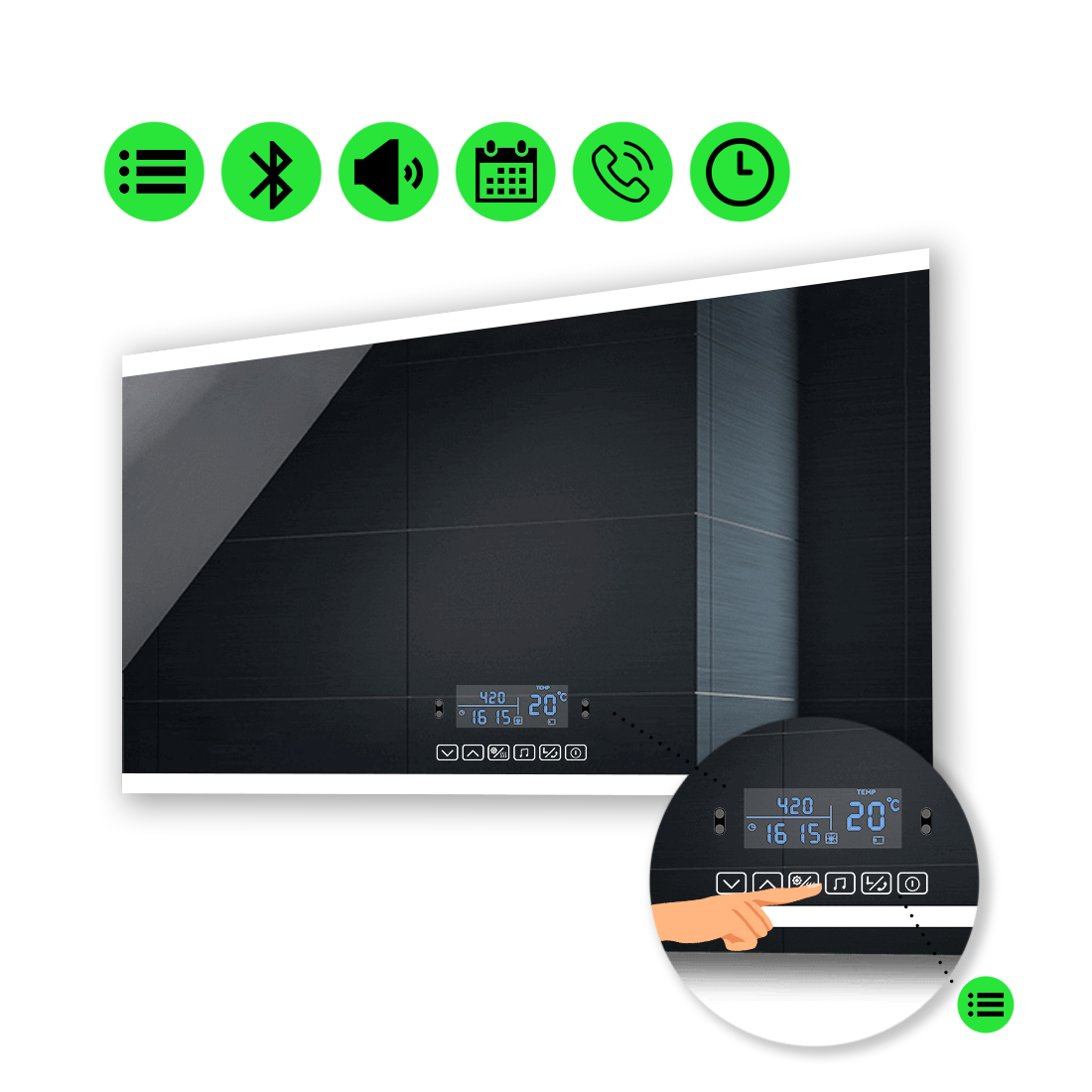 

Зеркало Ines с Led-подсветкой, и мультиблоком 140x100 см