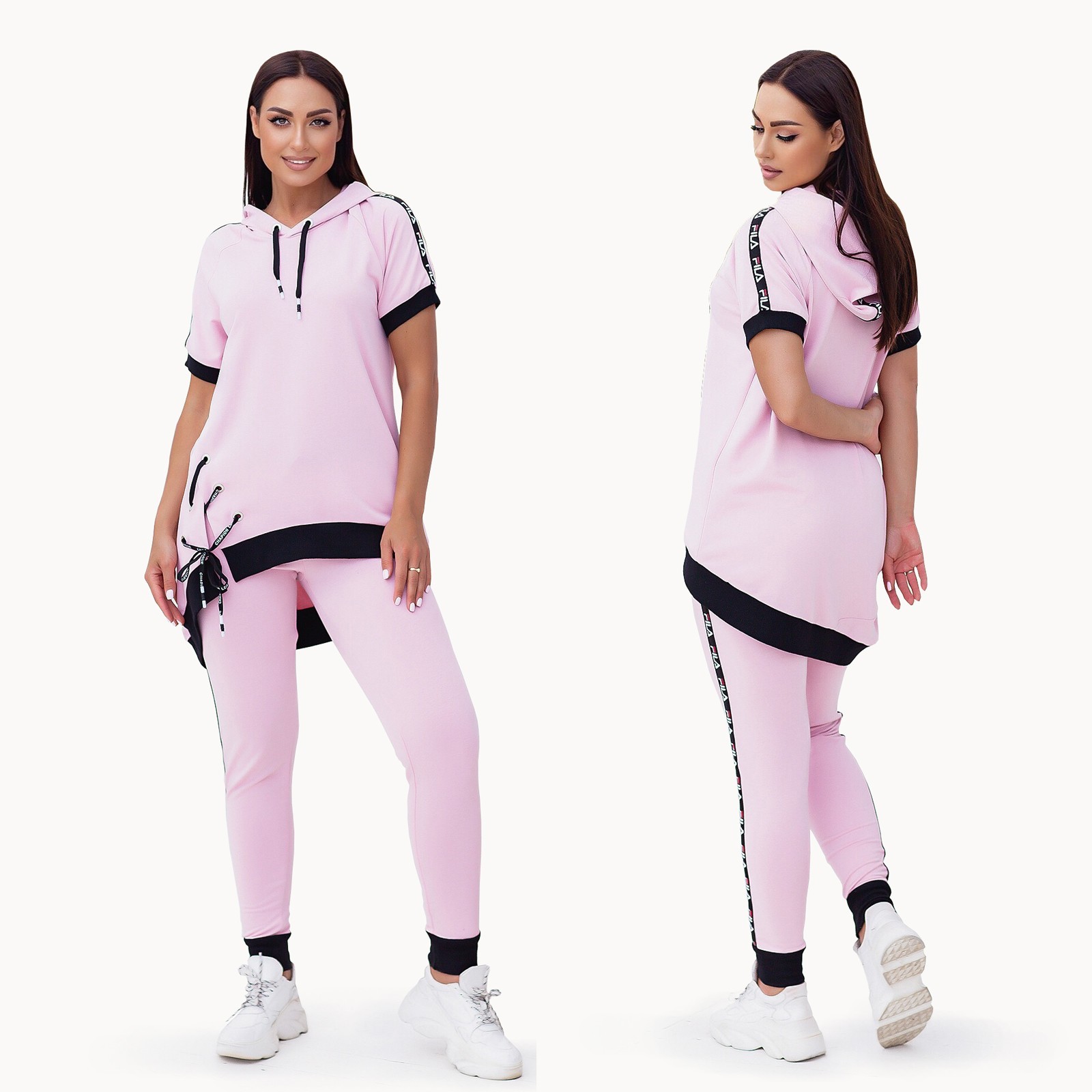 

Летний женский спортивный костюм M-L (46-48) розовый