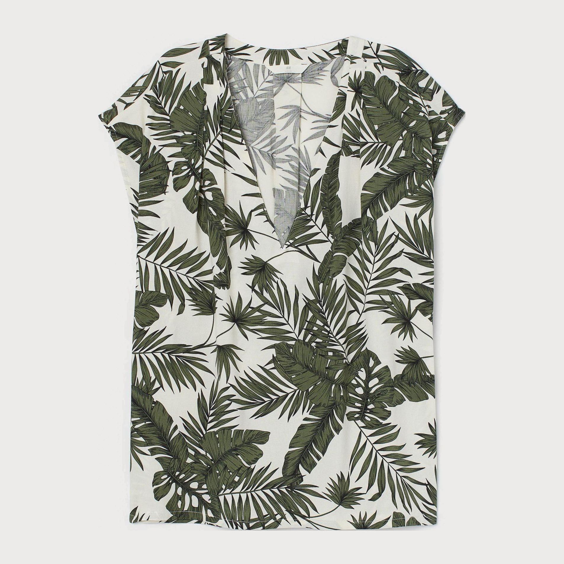 

Блузка H&M 8169531-ABAP 46 Белая с зеленым