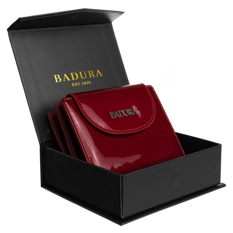 

Жіночий шкіряний гаманець Badura з RFID 9,5 х 11,5 х 3 (B-41373P-SBR) - червоний