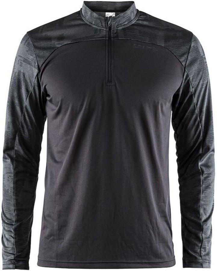 

​Футболка Craft Men' Eaze LS Half Zip Tee черно-серая, ​Футболка Craft Men's Eaze LS Half Zip Tee черно-серая S
