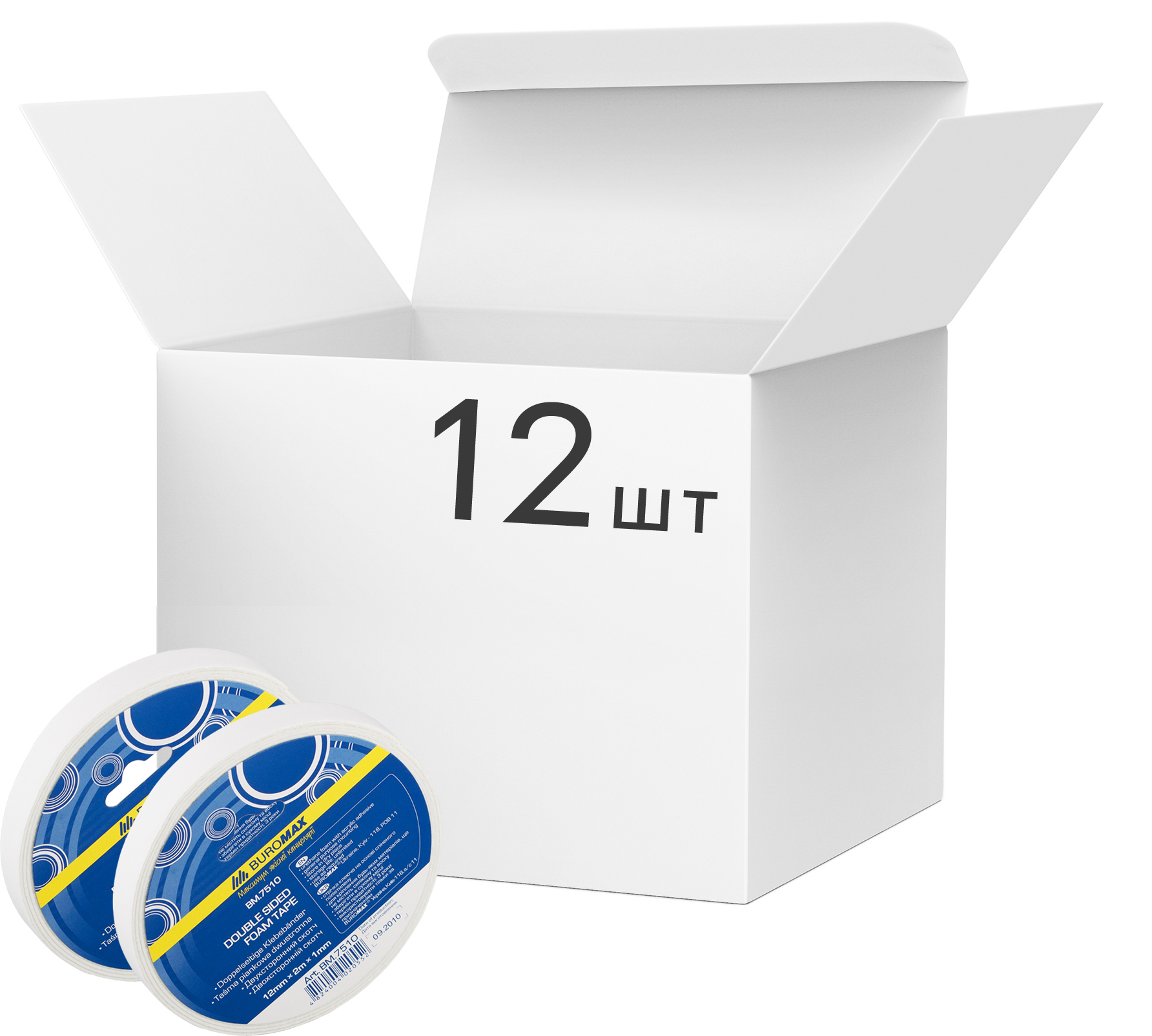 

Набор клейкой ленты двухсторонней Buromax 12 мм х 2 м Прозрачной 12 шт (BM.7510)