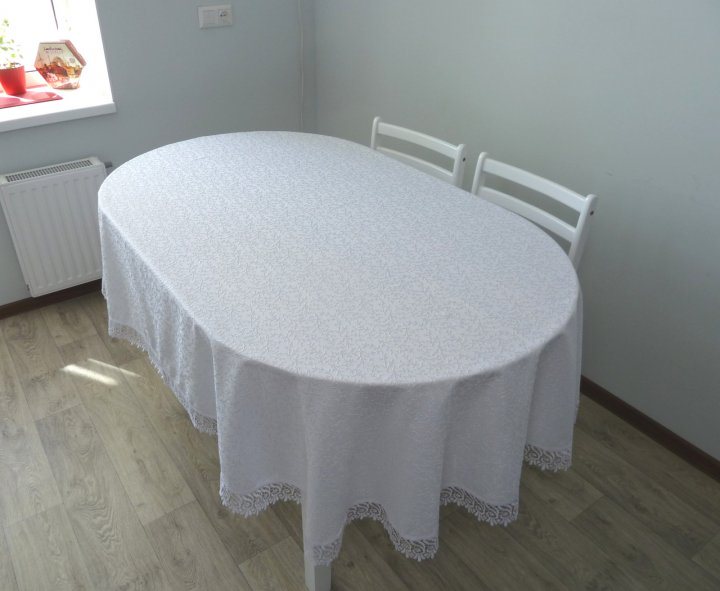 

Скатерть жаккардовая CARDION овальная Citir 160x260 белая, goose