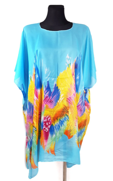 

Пляжная шифоновая туника Fashion Альмерия One Size 90*83 см голубой 525 -34