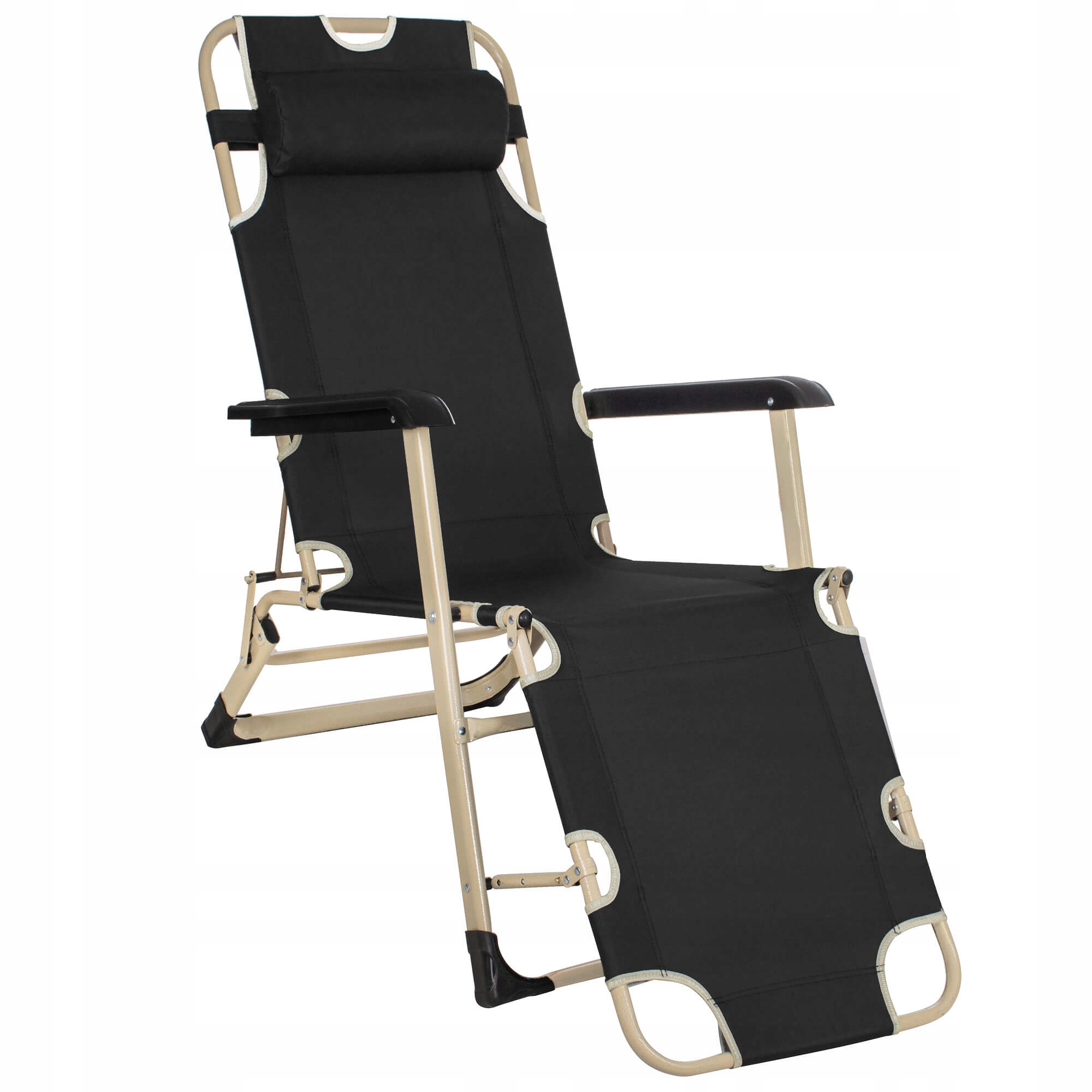 

Шезлонг Springos 175х65х90 см Черный 000156939