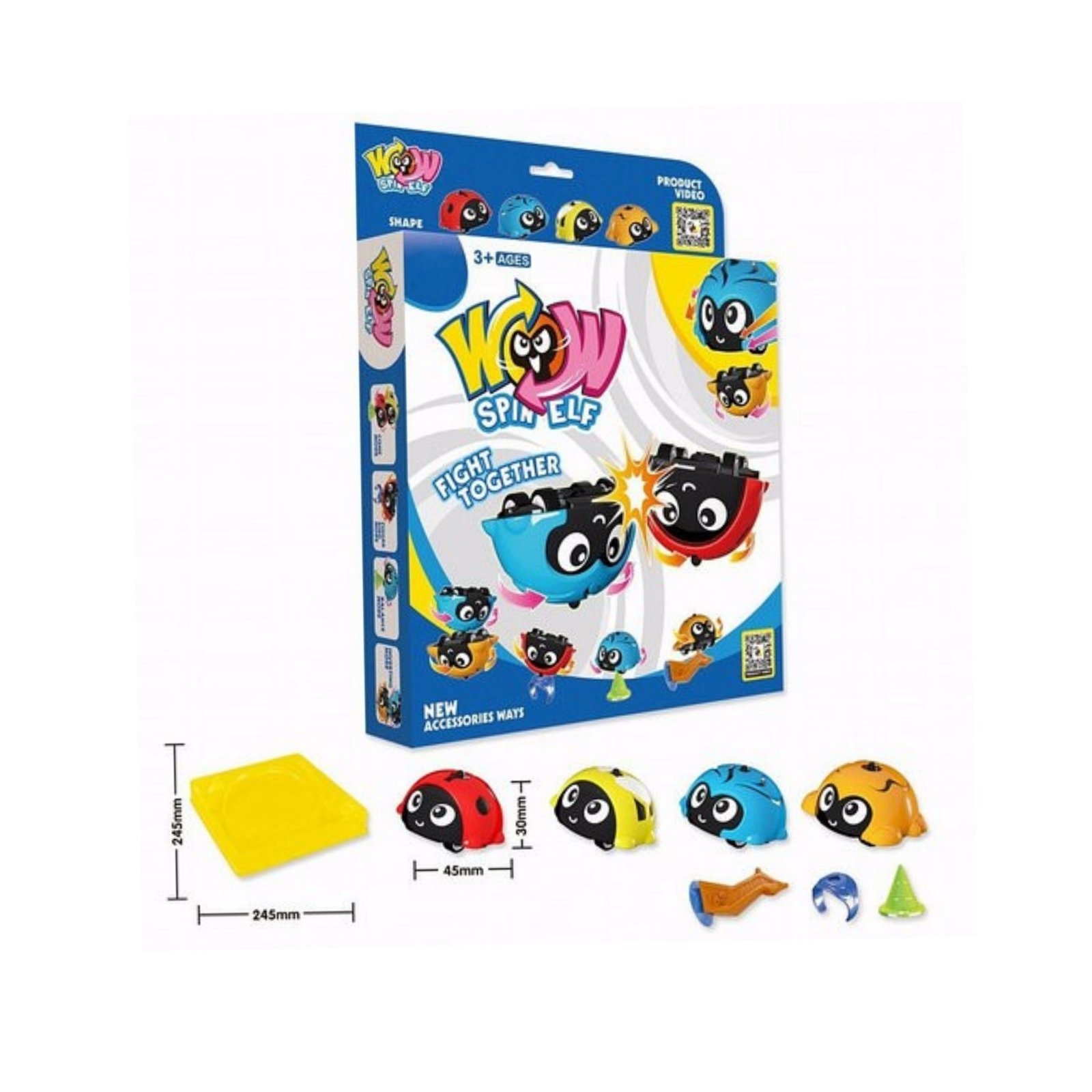 

Игровой набор волчков WOW Spin Bibi Elf Battle Set Gyro Car машинка-жучок 4 шт с платформой ареной 24 см для детей от 3-х лет (2725)