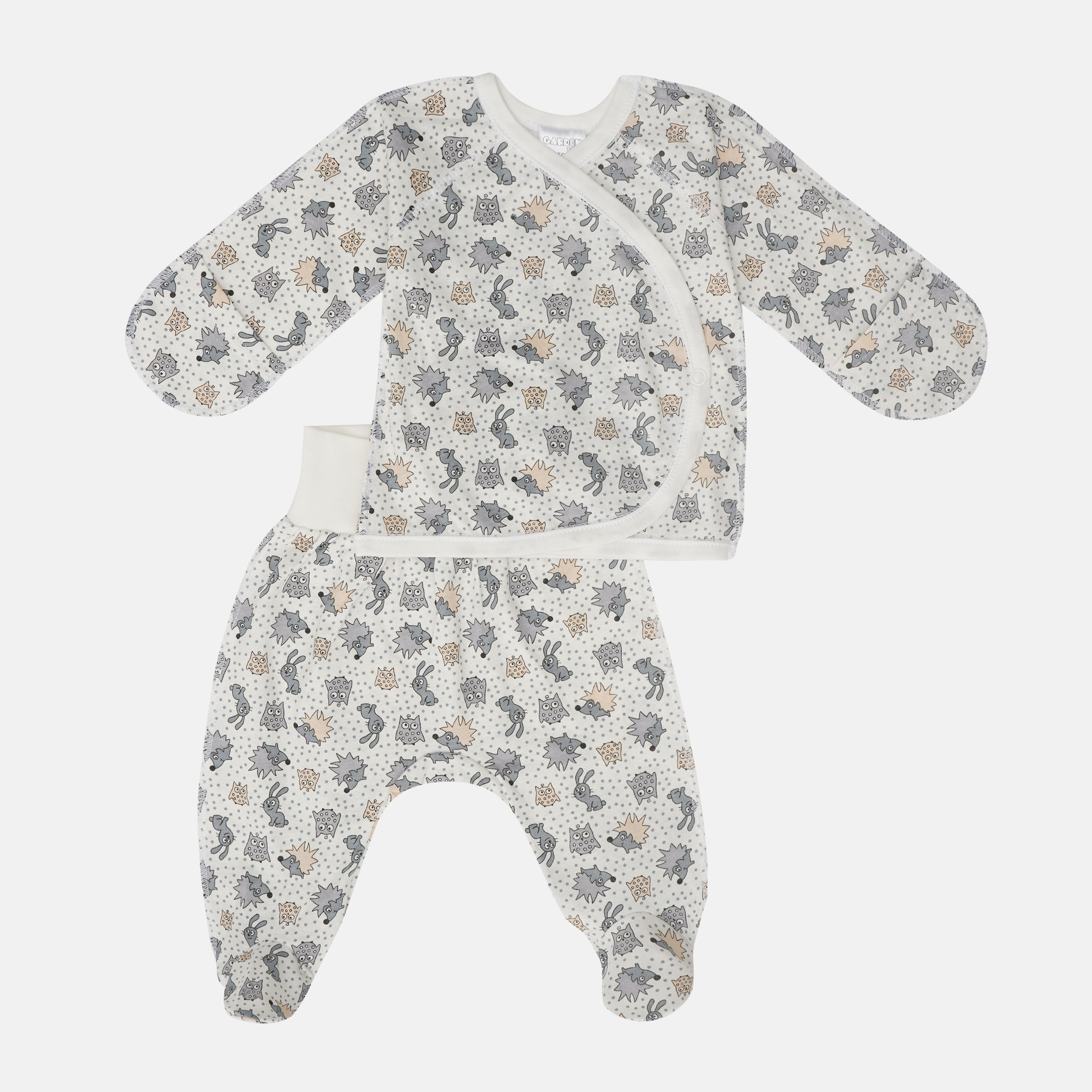 

Комплект (распашонка + ползунки) Garden Baby 40200-03 62 см Ежики серые