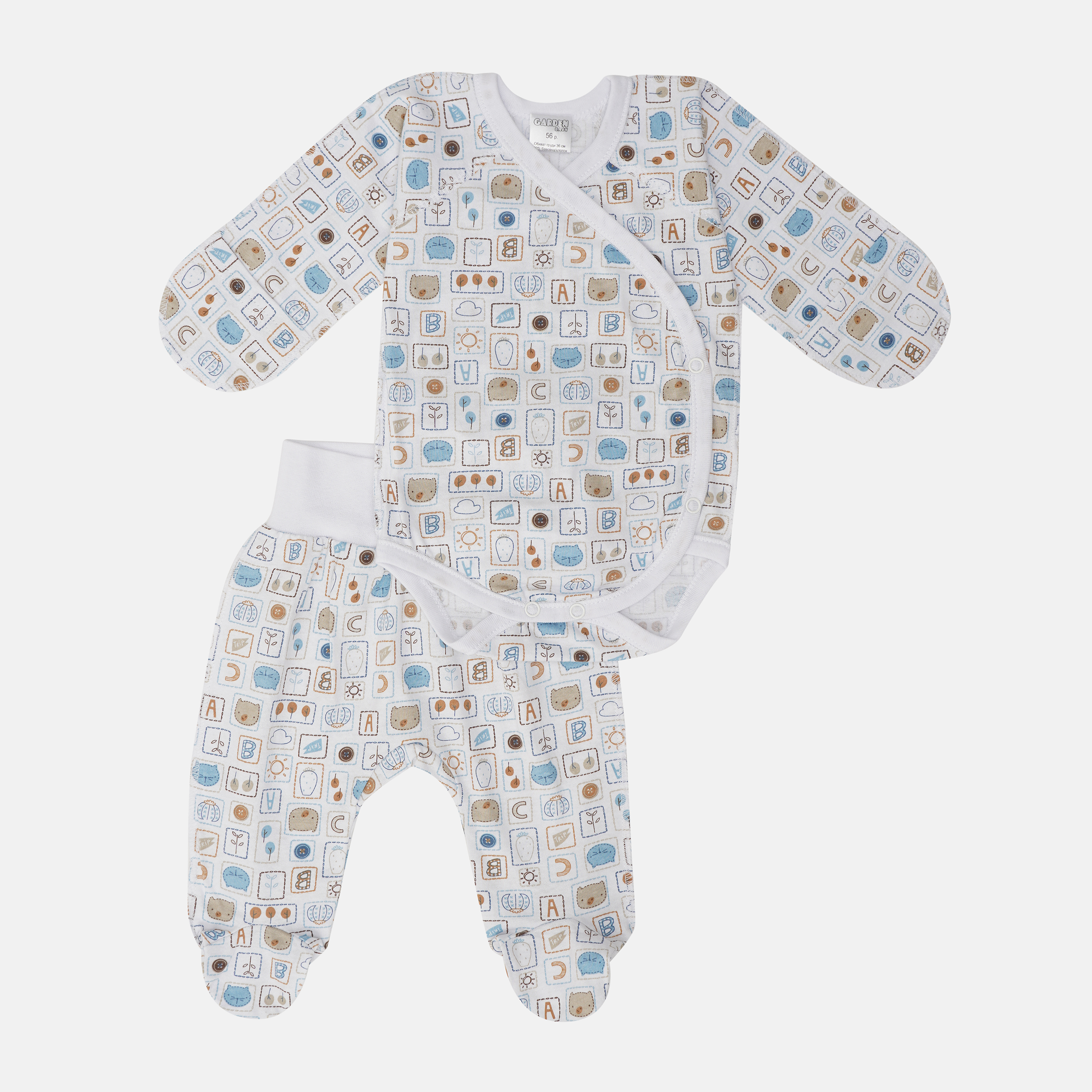 

Комплект (боди + ползунки) Garden Baby 40198-03 62 см Голубые буквы