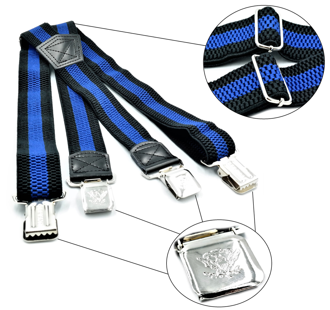 

Подтяжки Weatro 4 см Чёрный с синим 000158906