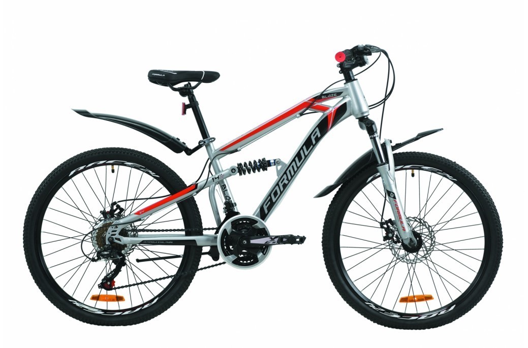 

Велосипед ST 24 Formula BLAZE AM2 DD 14 серо-черный с красным с крылом Pl