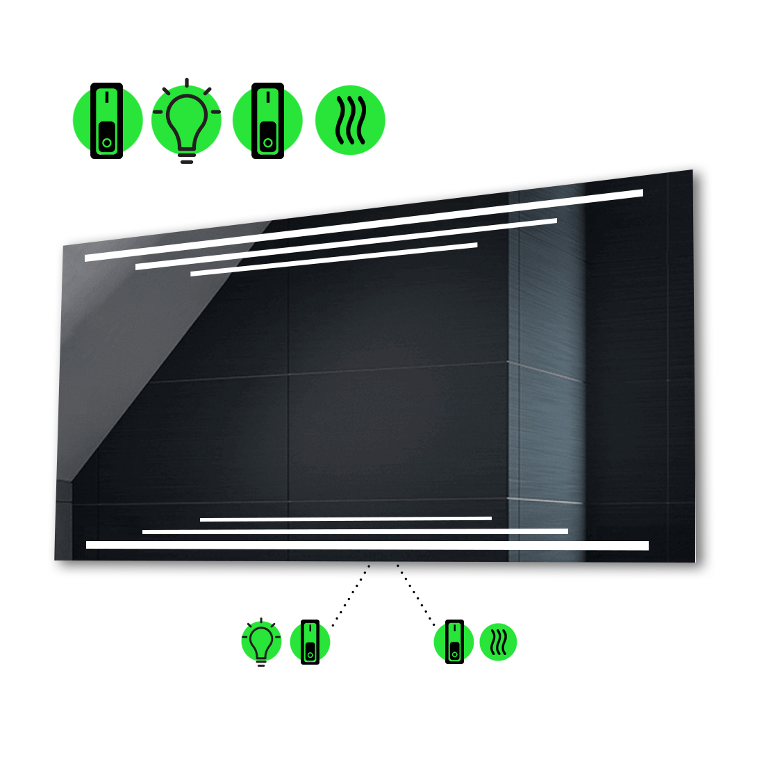 

Зеркало Francisca с Led-подсветкой, с двумя механическими выключателеми 90x80 см