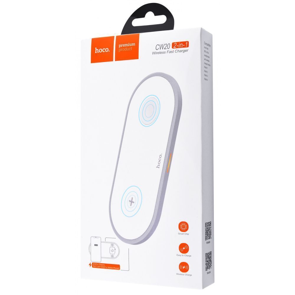 

Беспроводное зарядное устройство Wireless Charger Hoco CW20 Wisdom 2-in-1 white