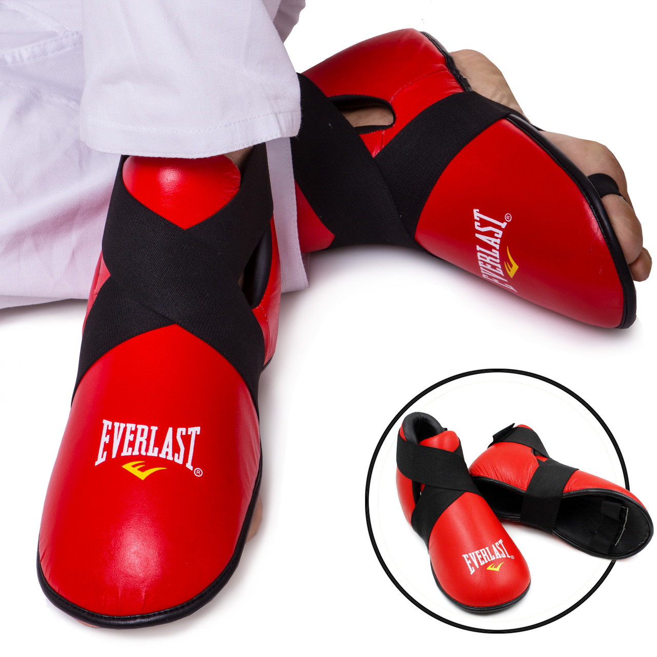 

Футы для кикбоксинга, тхэквондо Everlast Heroe 1815 размер S (37-39) красные