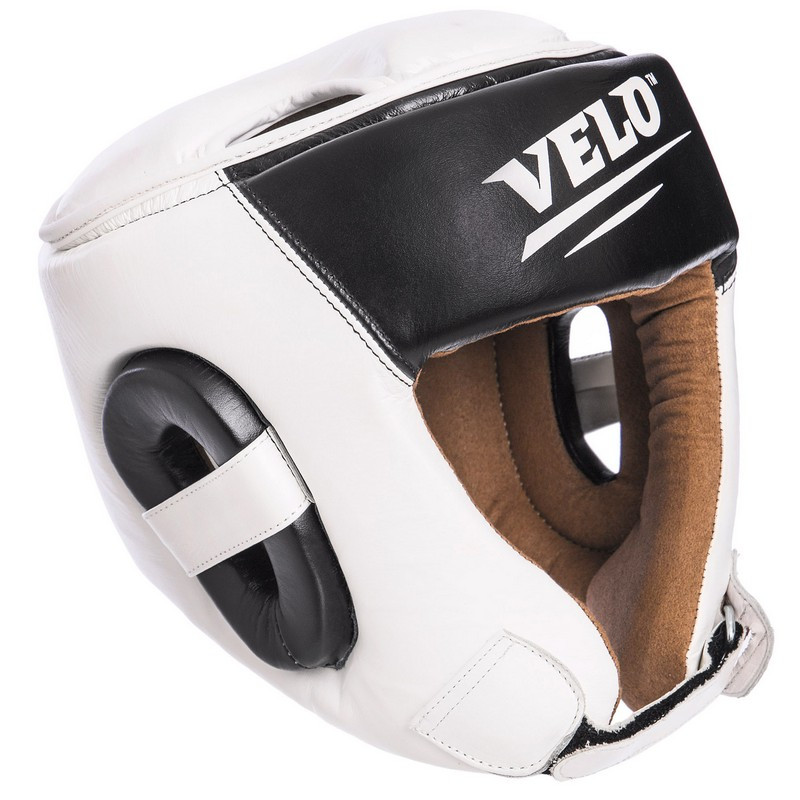 

Шлем боксерский кожаный открытый с усиленной защитой макушки Velo Heroe 2211 размер L White-Black