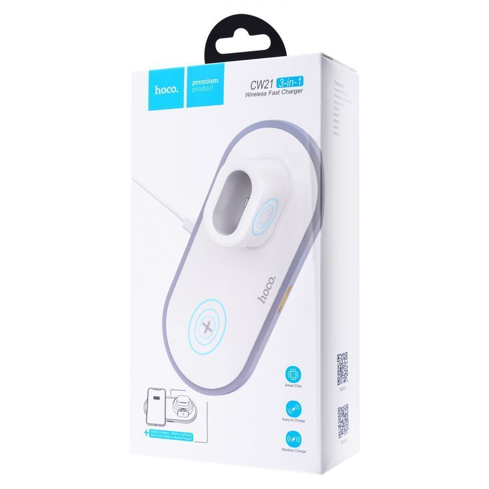 

Беспроводное зарядное устройство Wireless Charger Hoco CW21 Wisdom 3-in-1 white